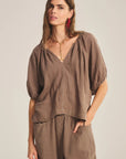 WOVEN LINEN TOP 1 Blouses VELVET CHALK XS