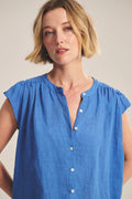 WOVEN LINEN TOP 2 VELVET CHALK XL