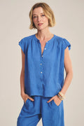 WOVEN LINEN TOP 2 VELVET CHALK XS