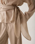 Wrap Top in Lyocell Blend Woman SUMMUM 34 LIGHT-TAUPE