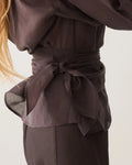 Wrap Top in Lyocell Blend Woman SUMMUM 34 DARK-CHOCOLATE