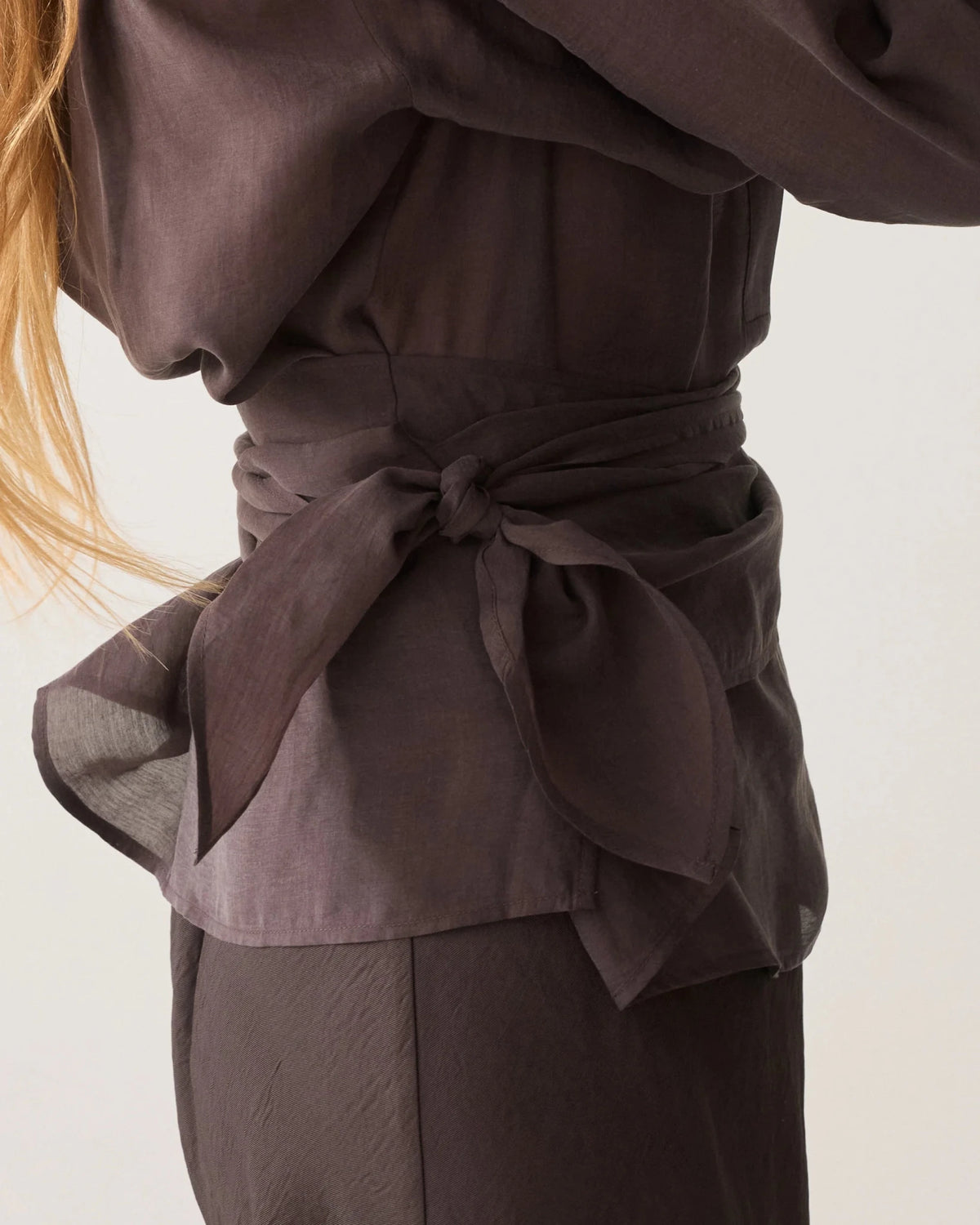 Wrap Top in Lyocell Blend Woman SUMMUM 34 DARK-CHOCOLATE