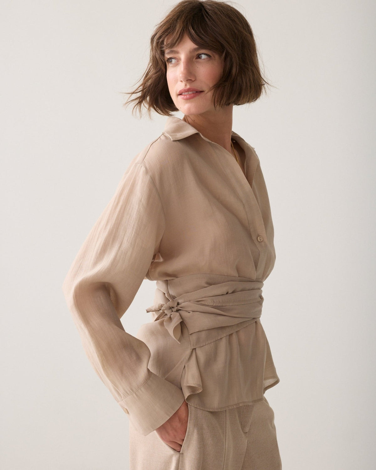 Wrap Top in Lyocell Blend Woman SUMMUM