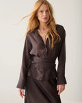 Wrap Top in Lyocell Blend Woman SUMMUM 40 DARK-CHOCOLATE