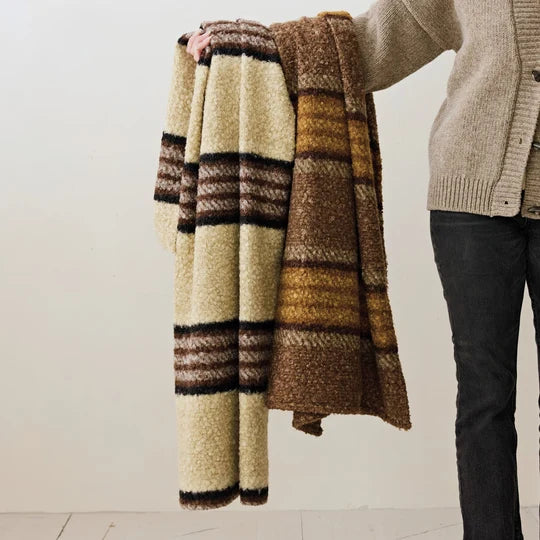 FAUX SHERPA THROW NAVY GREY Creative Coop