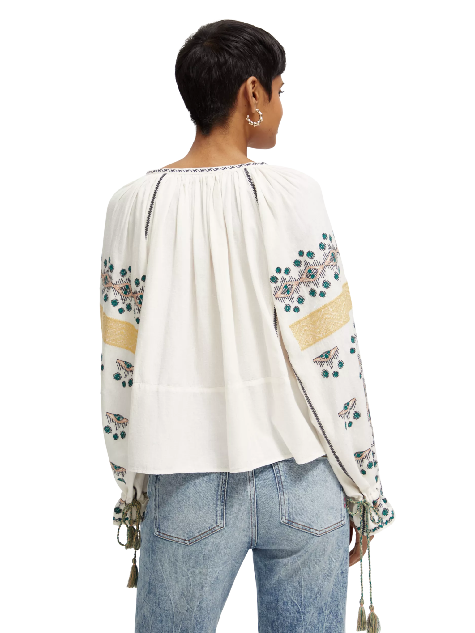 173308-Embroidered linen-blended blouse Woman Scotch & Soda   