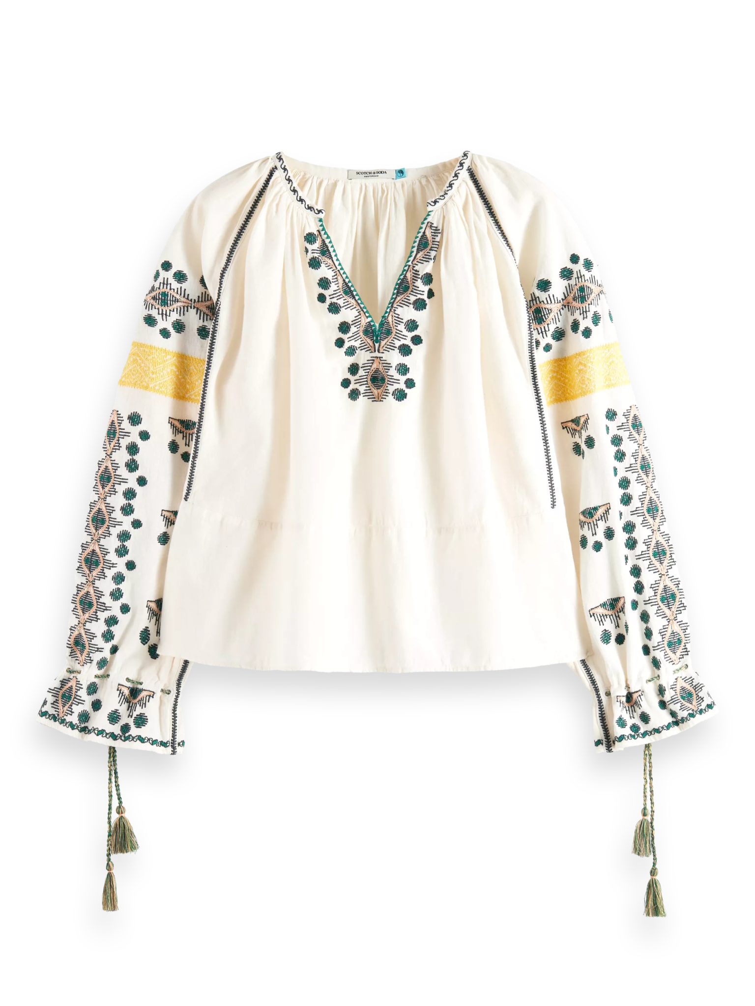 173308-Embroidered linen-blended blouse Woman Scotch & Soda   
