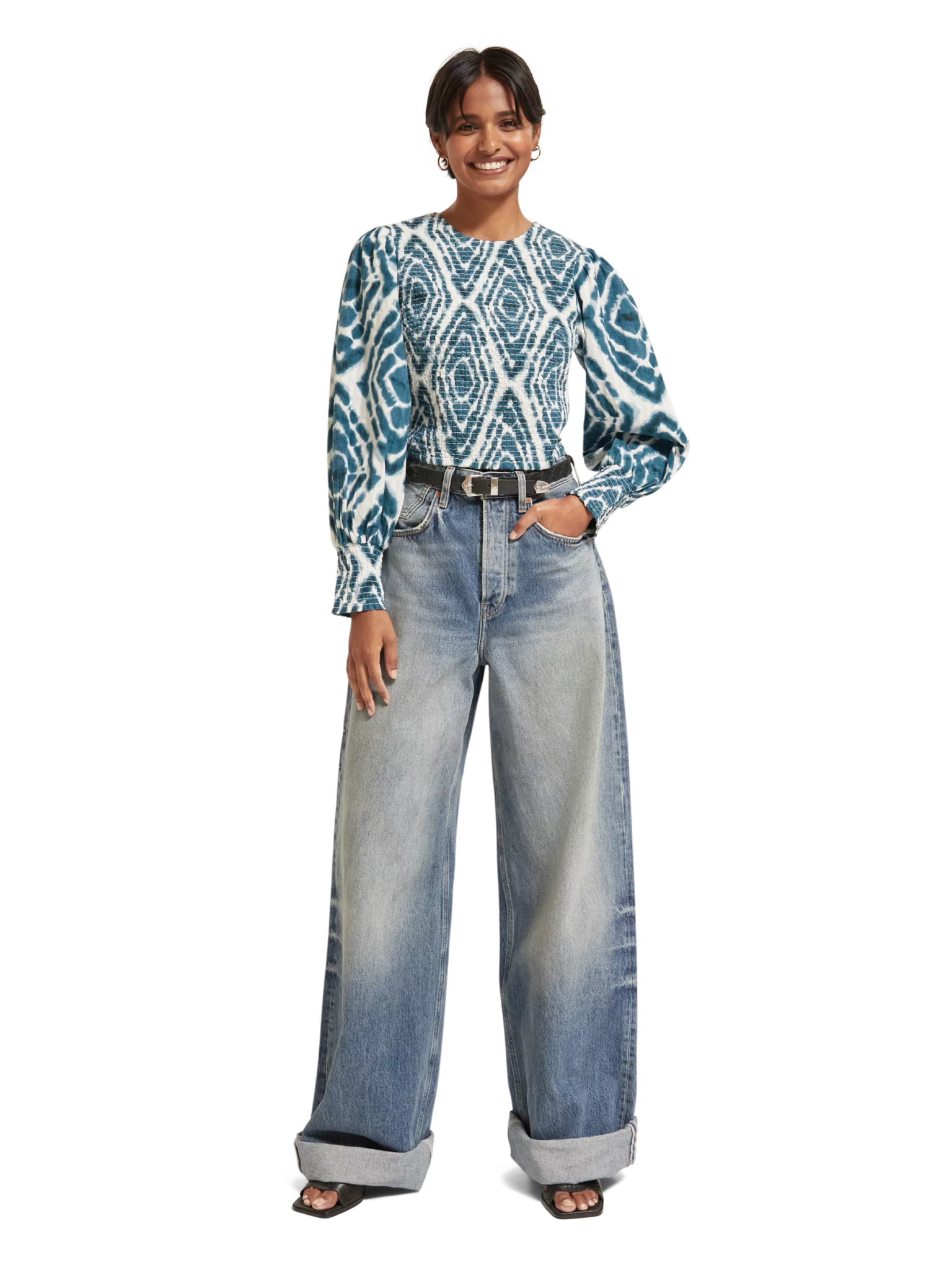 173309-Long-sleeved tie-dye smocked blouse Woman Scotch & Soda   