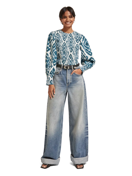 173309-Long-sleeved tie-dye smocked blouse Woman Scotch & Soda   