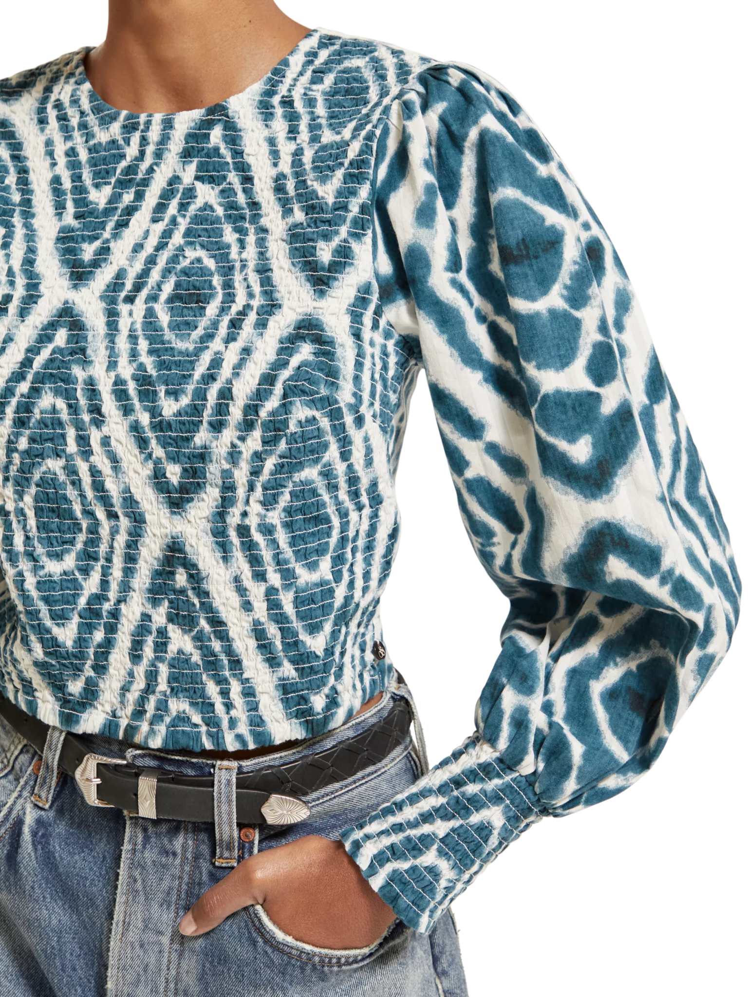173309-Long-sleeved tie-dye smocked blouse Woman Scotch & Soda   