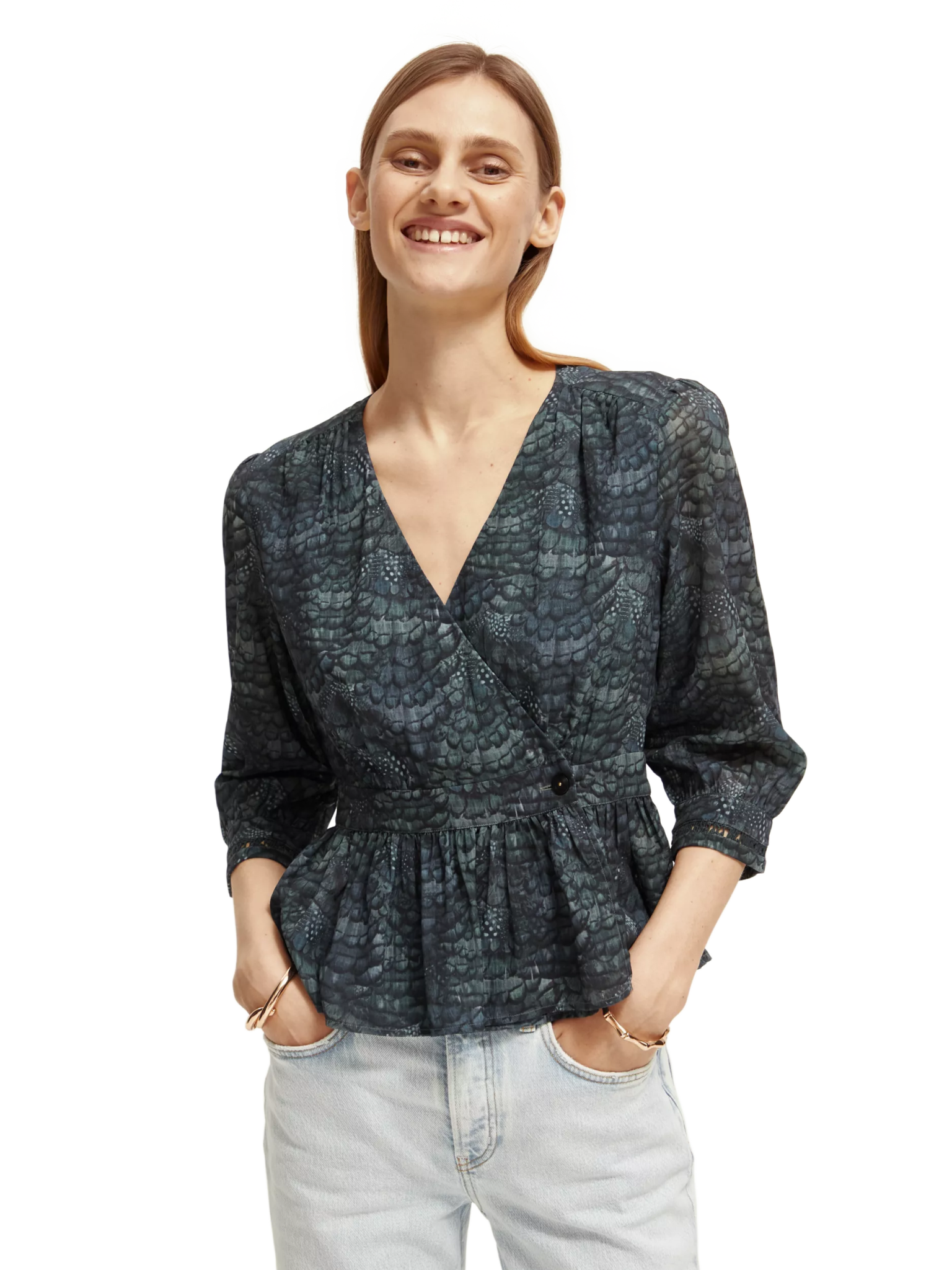173314-V-neck buttoned wrap blouse clothing Scotch & Soda   