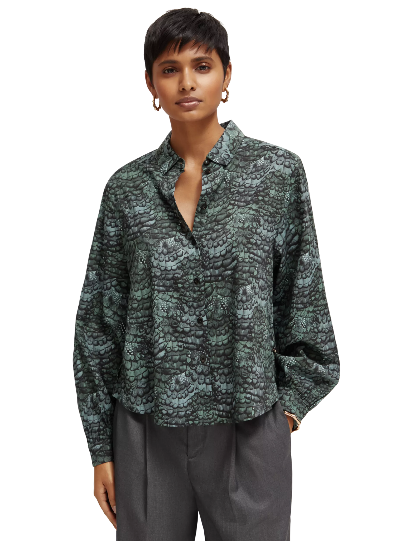 175234-Printed balloon sleeve shirt Woman Scotch & Soda   