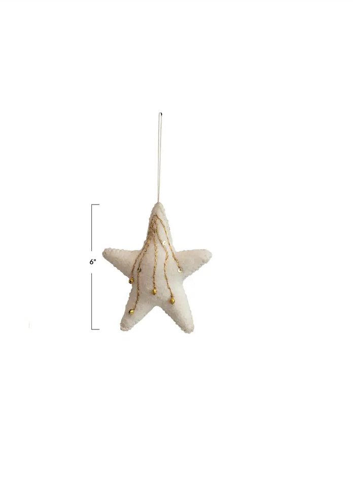 6"H HANDMADE ACRYLIC & WOOL FELT STAR ORNEMENT Gift Ideas Creative Coop   