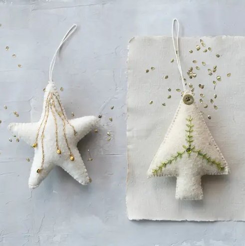 6"H HANDMADE ACRYLIC & WOOL FELT TREE ORNEMENT Gift Ideas Creative Coop   