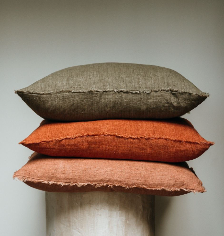 LINA LINEN PILLOW  - RUST living-decorative-object Indaba trading co   