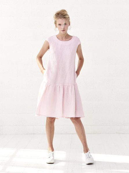 IVY Linen Midi Dress, Short Sleeve Women's Linen