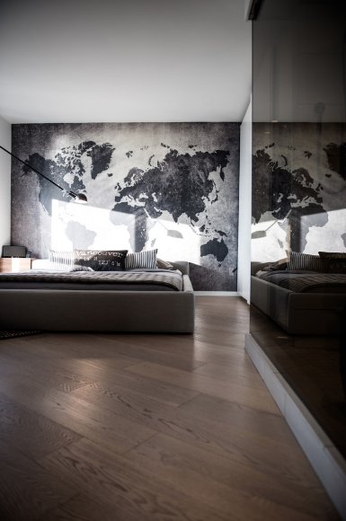 ART WORLD MAP MURAL GREY walldecor-wallmurals WYNIL   