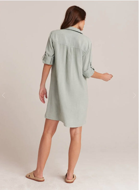 Bella Dahl - Long Sleeve A-Line Shirt Dress - Oasis Green women-accessories BELLA DAHL   