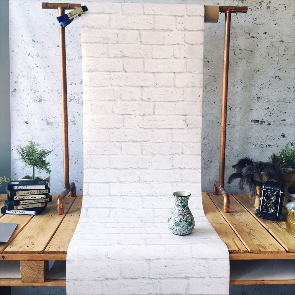 CLASSIC WHITE BRICK WALLPAPER - PAPIER PEINT BRIQUES BLANCHES CLASSIQUE walldecor-wallmurals NumerArt   