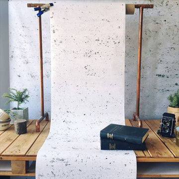 CONCRETE PAINTED WHITE WALLPAPER - PAPIER PÊINT BLANC BÉTON walldecor-wallmurals NumerArt   