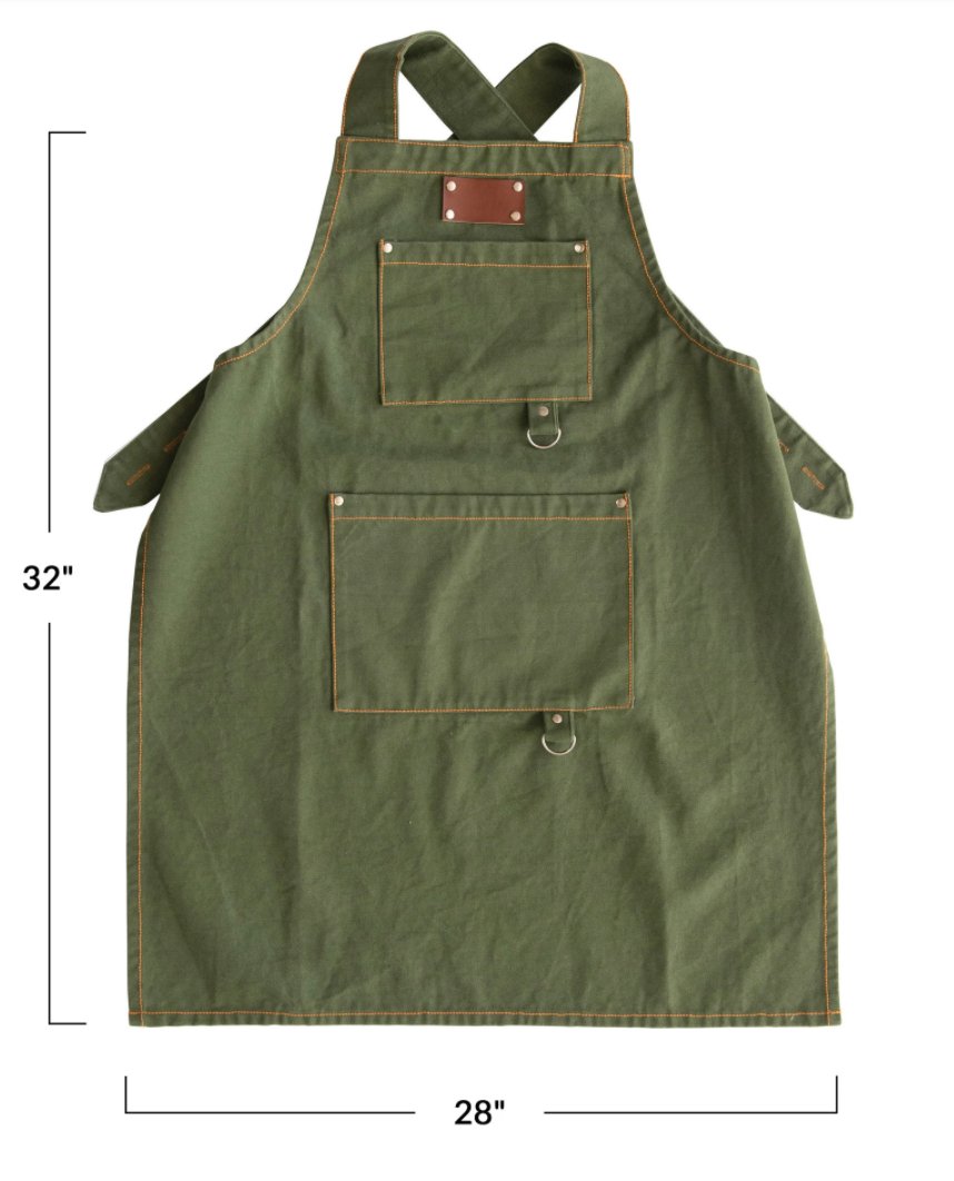 CROSS BACK APRON WITH POCKETS AND RIVETS Aprons Creative Coop   