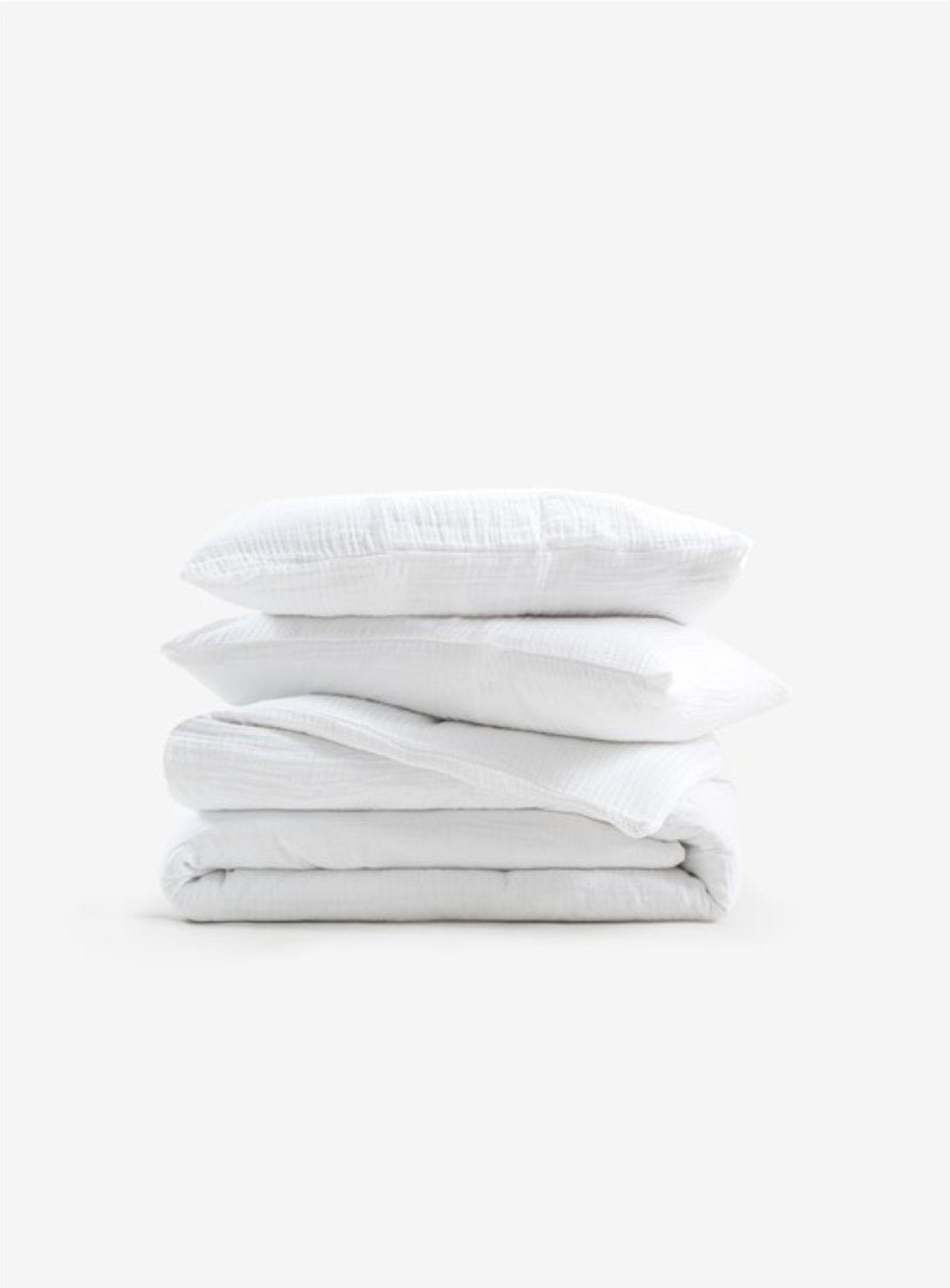 Duvet cover+ 2 PILLOWS Queen in Soft Linen Snow living-bedding onesky   