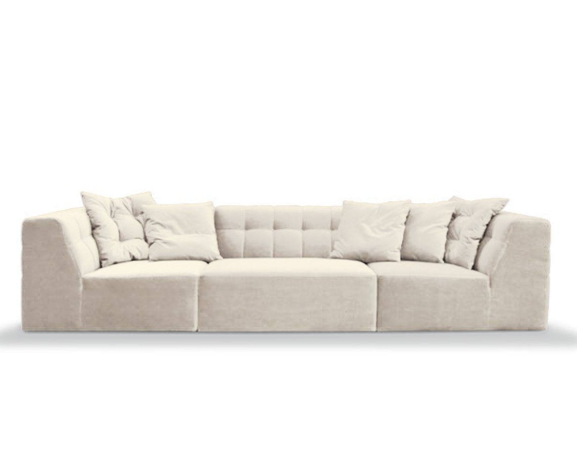 EMMA SECTIONEL SOFA  PEREZ Panda 02/1 Creme bouclé fabric (3 pieces)  