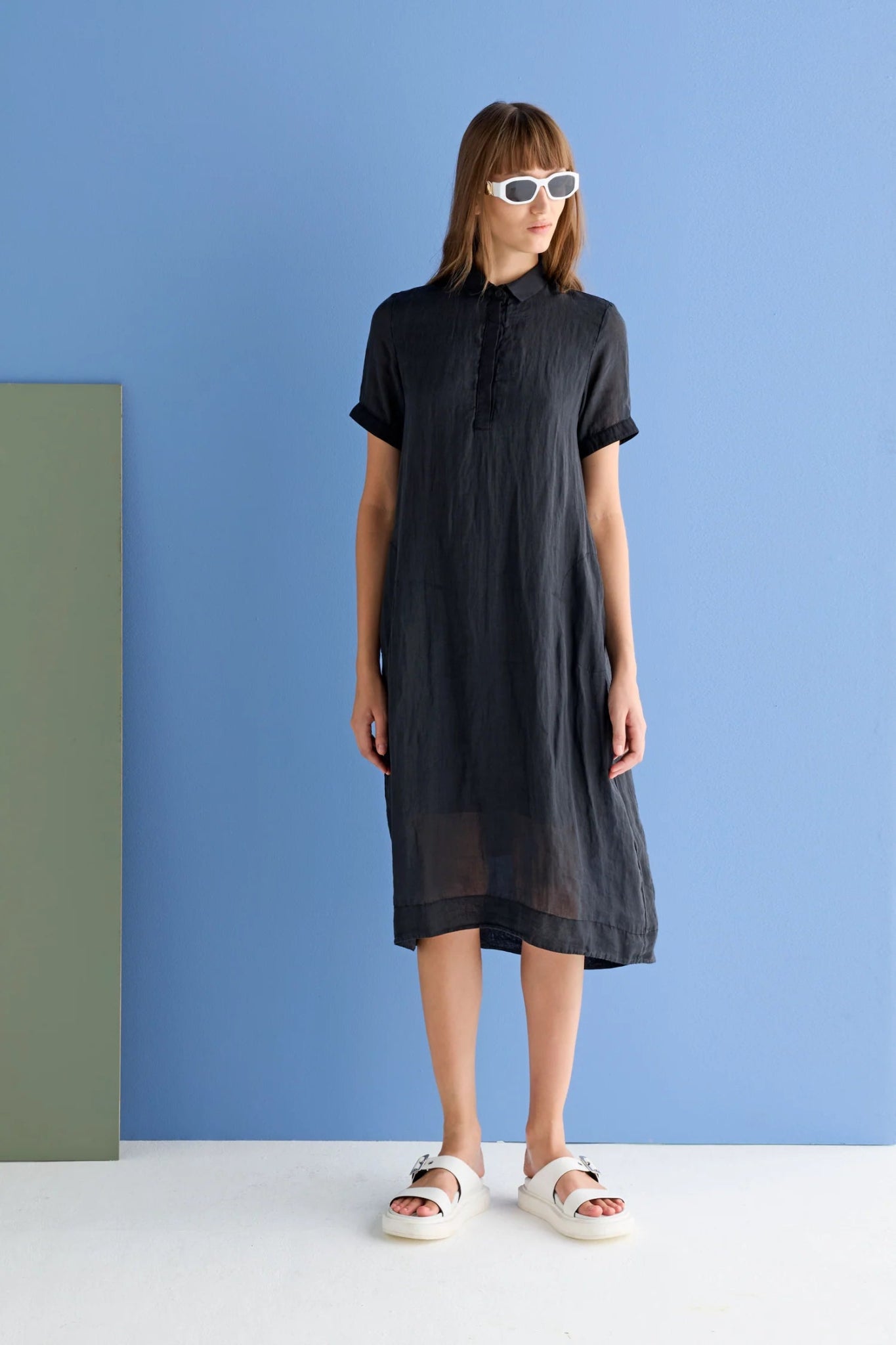EUROPEAN CULTURE - Robe midi chemisier women-accessories European Culture S 1600 Noir 