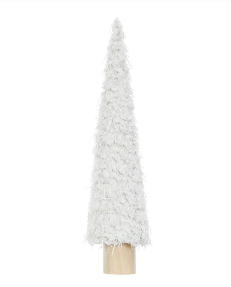 FABRIC CONE TREE WITH WOOD BASE Christmas Decoration Creative Coop 19” Large  