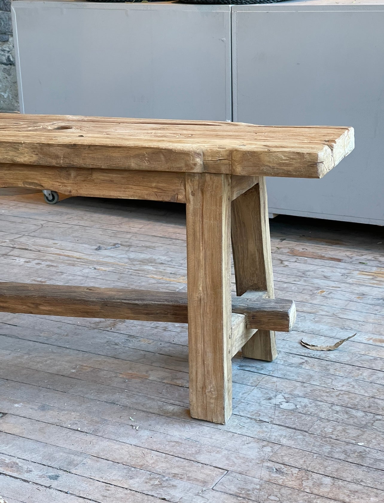 FARMERS BENCH IN RECLAIMED TEAK living-furniture Mano Plata 18.5''H, 24''W, 11.4''D IN STOCK 