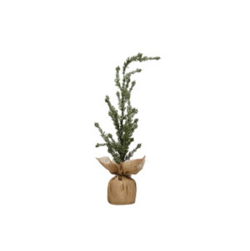 FAUX ATLAS CEDAR TREE IN BURLAP WRAPPED BASE, ICE FINISH  Creative Coop Small  