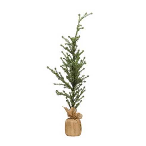 FAUX ATLAS CEDAR TREE IN BURLAP WRAPPED BASE, ICE FINISH  Creative Coop Tall  