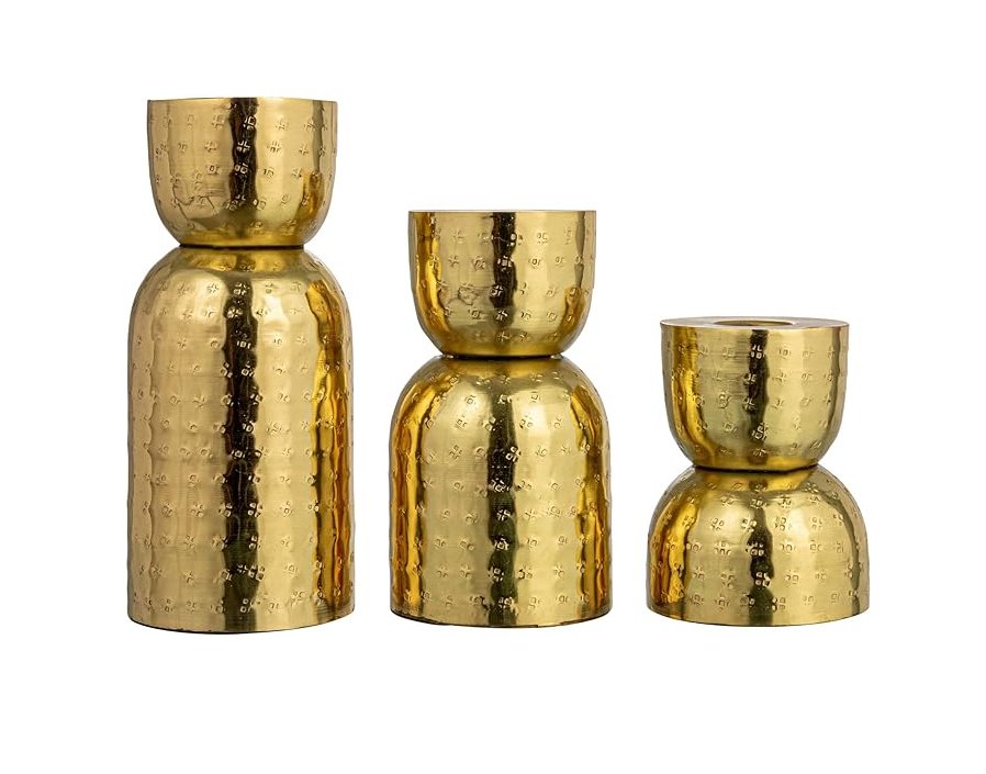 HAMMERED TAPER HOLDER Candel Holders Bloomingville   