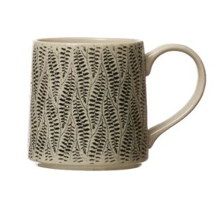 HAND STAMPTED MUG 4 STYLES Dining-Kitchenware Creative Coop Feuille  