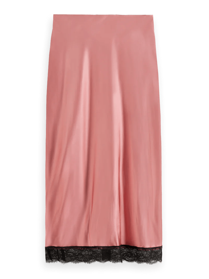 High-Rise Satin Skirt With Lace Detail Woman Scotch & Soda   