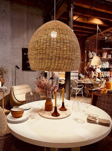 HIVE SEAGRASS  BASKET LAMP SHADE living-furniture Pepin Boho collab 30"D x 28" H  