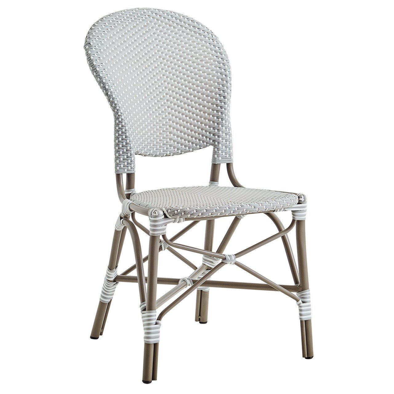 ISABEL SIDE CHAIR ALURATTAN  Sika Taupe Frame Grey/White dots 
