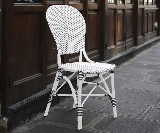 ISABEL SIDE CHAIR ALURATTAN  Sika White Frame White/Cappuccino dots 