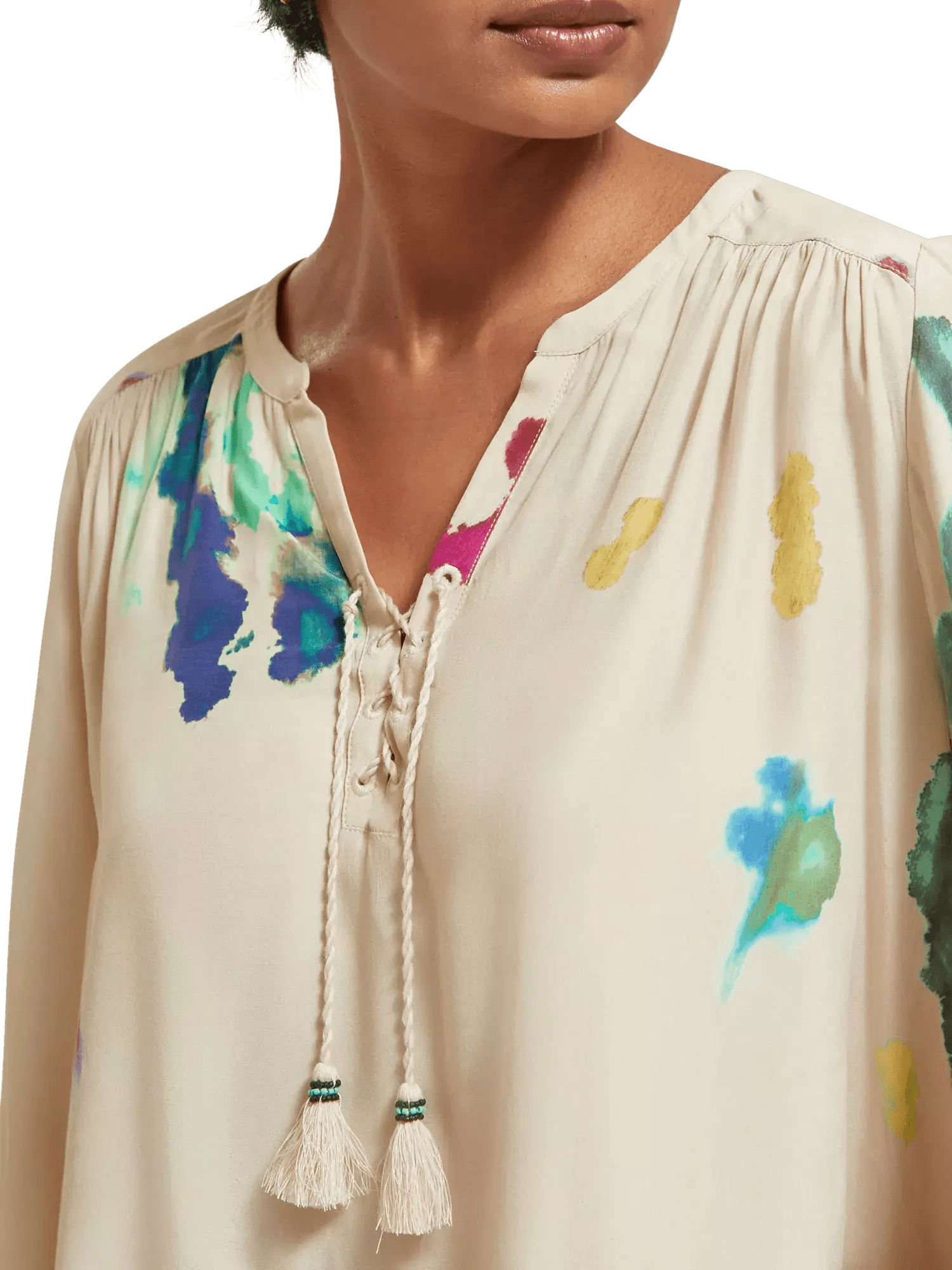 Lace-up blouse with balloon sleeves clothing Scotch & Soda   