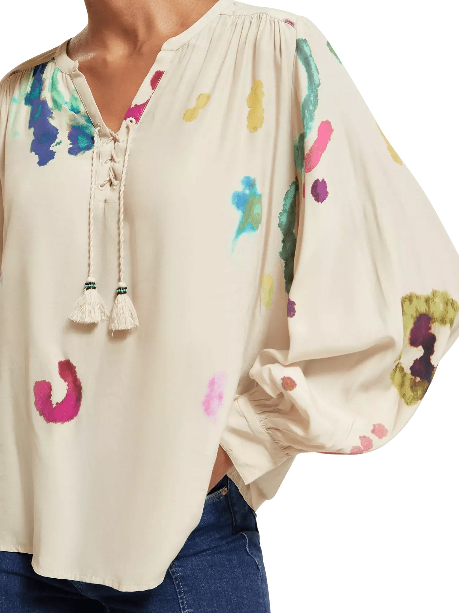 Lace-up blouse with balloon sleeves clothing Scotch & Soda   