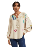 Lace-up blouse with balloon sleeves clothing Scotch & Soda   