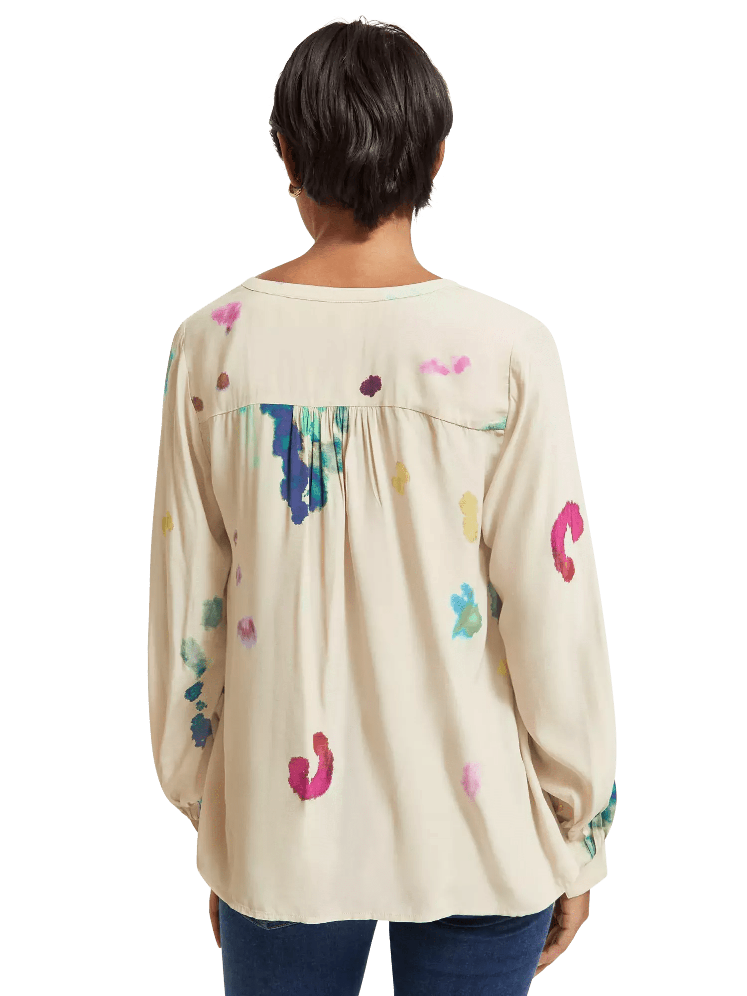 Lace-up blouse with balloon sleeves clothing Scotch & Soda   