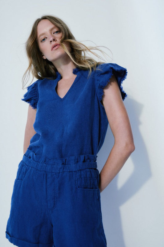 MELISSA NEPTON - Carrie batik blue linen top women-accessories MELISSA NEPTON XS  