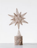 METAL GOLD GLITTER STAR TREE TOPPER Gift Ideas Creative Coop   