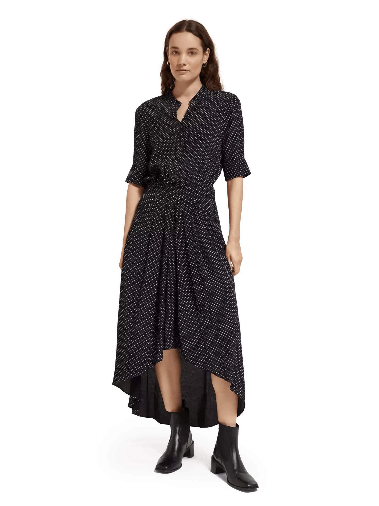 Midi shirt dress with asymetrical skirt clothing Scotch & Soda   