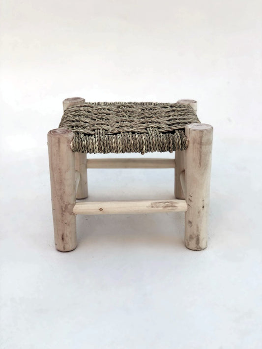 MINI CROSS WOVEN WICKER STOOL living-furniture Pepin Boho collab   