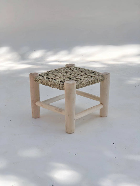 MINI CROSS WOVEN WICKER STOOL living-furniture Pepin Boho collab   