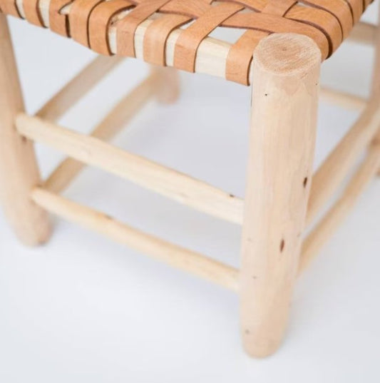 MINI WOVEN LEATHER STOOL living-furniture Pepin Boho collab   