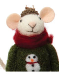 OUTFIT MICE FELT ORNAMENTS Gift Ideas Creative Coop GREEN/VERT  