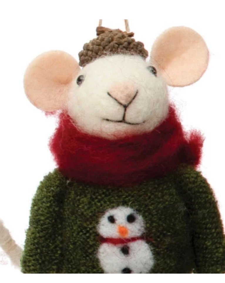 OUTFIT MICE FELT ORNAMENTS Gift Ideas Creative Coop GREEN/VERT  
